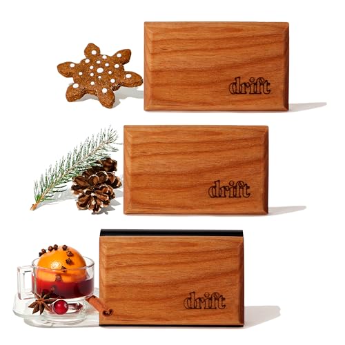 Drift Holiday 2025 Wood Air Freshener Starter Kit - The Original Wood Air Freshsener - Car Odor Eliminator - Long Lasting Car Scent - Gingerbread, Frosted Spruce, and Holiday Spice