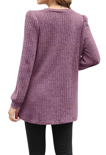 Image of OFEEFAN Long Sleeve Shirts for Women Long Sweaters with Pockets Tunic Tops Loose Fit