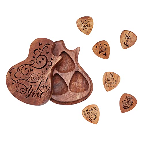 SUPERDANT Support de Boîte de Sélection de Guitare en Bois Je t’aime Conteneur en Bois Étui de Sélection de Forme de… - Les Beatles, Paul McCartney, John Lennon, RIngo Starr, George Harrison SUPERDANT Support de Boîte de Sélection de Guitare en Bois Je t'aime Conteneur en Bois Étui de Sélection de Forme de… – Image 3