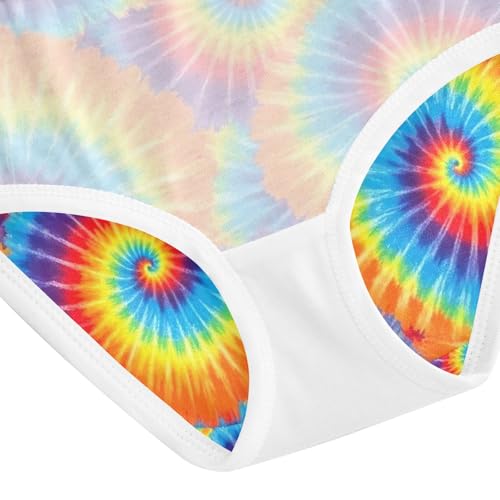 Toddler Panties, Rainbow Tie Dye Spirals Orange Cotton Underwear Girls, 2–8 Years4