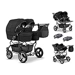 Zwillingskinderwagen Geschwisterwagen DUET LUX Komplettset 4 in 1 in 17 Farben