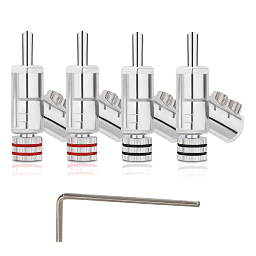 YuanYong Audiophile Banana Plug Brass High End Speaker Cable Banana Plug Double Screw Locking for Secure High-Quality Connections in Home Cinema and Audio/Video Applications (Rhodinated)