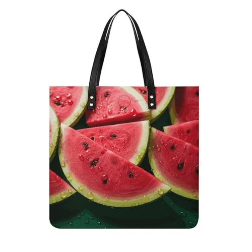 Grand sac à bandoulière pastèque et cabas tendance en simili cuir souple