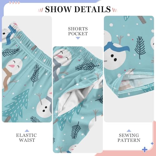 Boys' Pants Christmas Snowman Tree Snow Long Bottoms Jogger Pants Elastic Waist Trousers with Pockets S-XL4