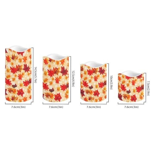 Image of Fall Flameless Candles Set of 4 | Flameless Candles with Remote Control, Flickering LED Candles with Timer for Thanksgiving Day Decorations, host gift