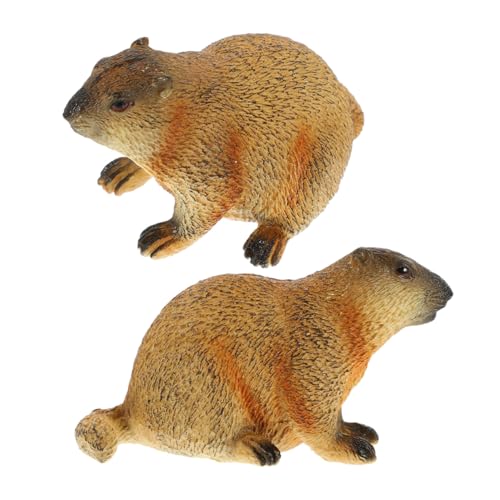 TOYANDONA 2pezzi Marmotta Artificiale per Decorazioni Giardino Animali Accessori Casa Dettagli Realistici Figura Marmotta
