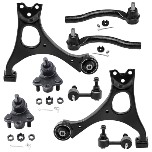 Image of Detroit Axle - Front End 8pc Suspension Kit for 06-11 Honda Civic 2006 2007 2008 2009 2010 2011, 2 Lower Control Arms 2 Ball Joints 2 Outer Tie Rods 2 Sway Bar Links Replacement