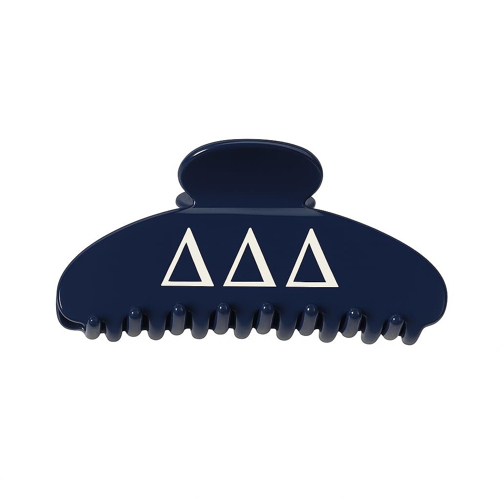 The RPZL Premium Acetate Sorority Big Hair Accessory | Oversized Claw Clip for Thick and Thin Hair | Stylish Hair Jaw Clip for Women | Girls and (Delta Delta Delta - Navy)