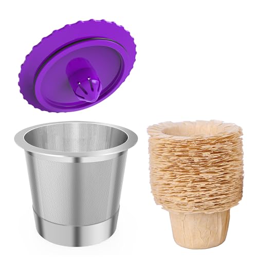 Haetyly Reusable K Cups, Stianless Steel Coffee Pods with 20 Count paper Filters Compatible with Keurig 2.0 and 1.0 Coffee Makers