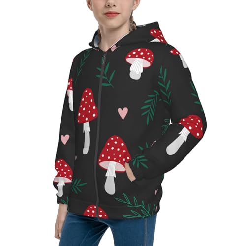 Amanita Mushroom Kid Hoodies Boys Zip Up Sweatshirts Girls Pullover with Pocket