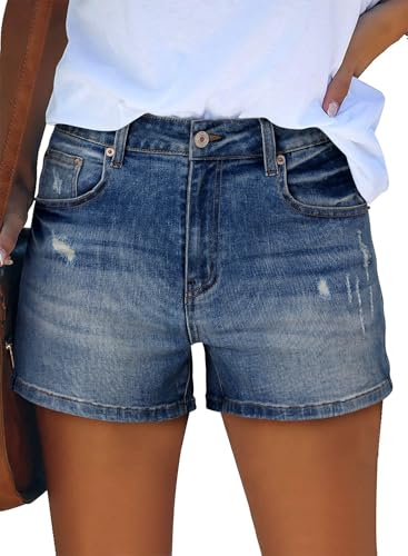 Image of CHICZONE Womens Mid-High Waisted Stretchy Denim Jean Shorts