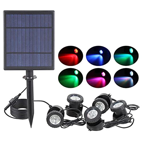 Lamparas Led Sumergibles SFNTION Luces solares sumergibles para estanques Foco subacuático para paisajes a Prueba de Agua 18 LED Lámpara de Piscina...