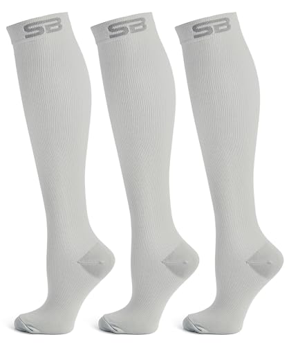 Image of SB SOX 3-Pair Compression Socks (15-20mmHg) for Men & Women - Comfortable Socks, Easy to Put On - Best Socks for Daily /Any Use, Running, Nurse, Travel