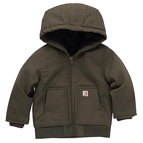 Image of Carhartt baby-boys Insulated Hooded Canvas Zip-up JacketLined Hooded Jacket
