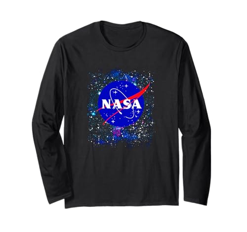 Trendy NASA Blue Galactic Circle Logo Manche Longue