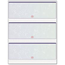 3 Blank Checks Per Page, Laser 8-1/2" x 11" Letter Size Prismatic Green & Blue Color, 100 Sheets 300 Checks