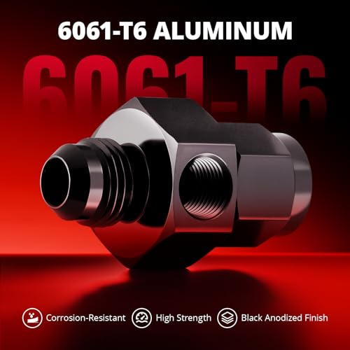EVIL ENERGY 6AN Male Flare to -6 Female Swivel with 1/8" NPT Gauge Port Fuel Pressure Take off Fitting Adapter Aluminum - Image 4