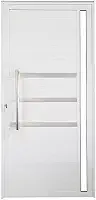 Porta Lambril de Alumínio Esquerda 210 x 90cm com Friso e Visor Linha Veneza Esquadrias Bergamo Branco