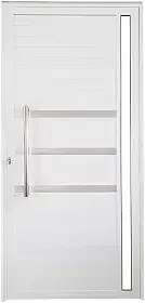 Porta Lambril de Alumínio Esquerda 210 x 90cm com Friso e Visor Linha Veneza Esquadrias Bergamo Branco