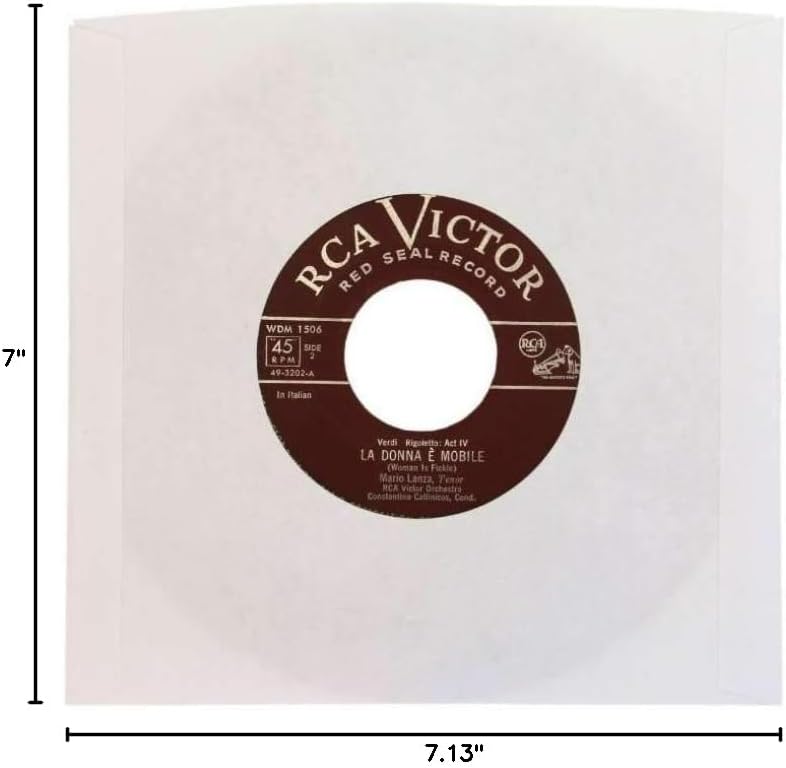 (100) Archival Quality Acid-Free Heavyweight Paper Inner Sleeves for 7" Vinyl Records #07IW