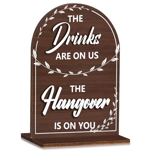 Wooden Wedding Plaque 3D with Stand, Rustic Bar...