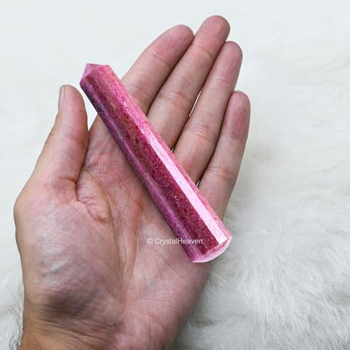 Image of Rhodonite Crystal Wand - Pointed Crystal Wand for Energy Healing, Chakra Balancing, Meditation and Home Decor - Crystals and Healing Stones for Gift