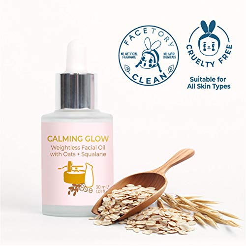 Facetory Oats Calming Glow Weightless Facial Oil With Oats And Squalane - Calming, Redness Relief, Anti-Inflammatory, Moisturizing Facial Oil, 30Ml/ 1.01 Fl Oz #TOP5