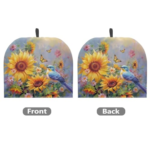 Image of Hummingbird Sunflower Tea Cozies Soft Tea Cozy for Teapot Insulated for Women,Dust Proof Reusable Teapot Insulation Cover Breakfast Warmer