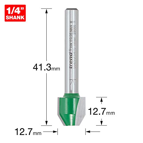 Trend CraftPro Combi Trimmer Router Cutter Bit, 1/4 Inch Shank, 12.7mm Cut Diameter & 12.7mm Cut Length, 60 Degree Angle, Tungsten Carbide Tipped, C047AX1/4TC - Image 2