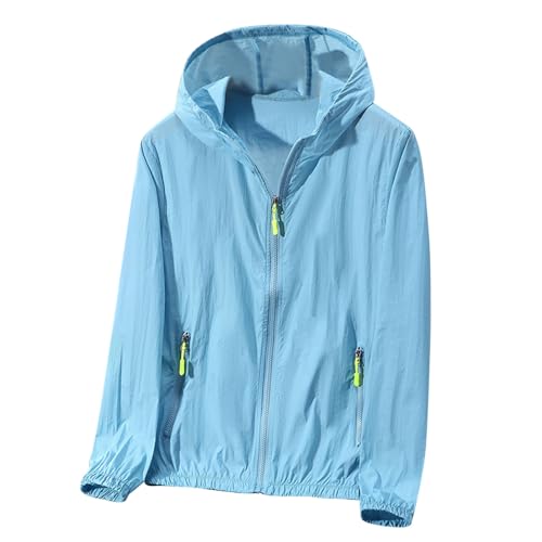 Mens Summer Jacket Sun Protection Athletic Hoodie Rash Guard Cycling Hiking Lightweight Windbreaker Zipper Pockets