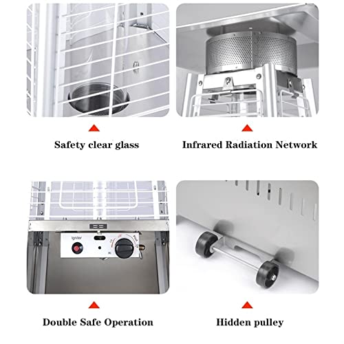 elektrische ventilatorkachel 92 inch hoge patio -verwarmer met dekking, 44.000 BTU Buitenvlamtorenverwarming, draagbare propaanverwarming met wielen, meerdere waarborgen elektrische radiatoren - Afbeelding 8