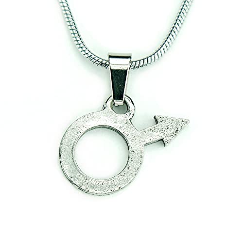 Mars Glyph Necklace, Small Pewter Maler...