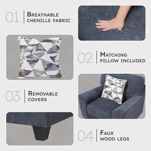 Sillón Estándar Plegable Chenille Azul miniatura 3