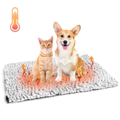 Nobleza Self Heating Pet Pad, Super Soft Thermal Dog Crate Bed Mat for Sleeping, Washable Anti-Slip Self Warming Cat Kennel Pad for Small Medium Large Cats Dogs Indoor Outdoor (White&Grey, L) - Thumbnail 7