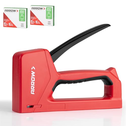 Arrow Light Duty Staple Gun with Safety Lock and 2000 3/8 JT21 Staples
