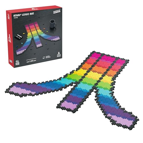 PLUS PLUS Puzzle by Number - Atari, 740 Piece Mini Interlocking Hashtag Color Blocks, 3D Pixel Art Kit for Adults & Kids