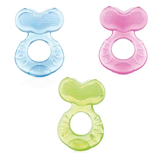 Nuby - Beißring aus Silikon in Form eines Fisches mit weichen Borsten - lindert Schmerzen beim Zahnen - Beißring für Babys - 3+ Monate (zufällige Farbe)