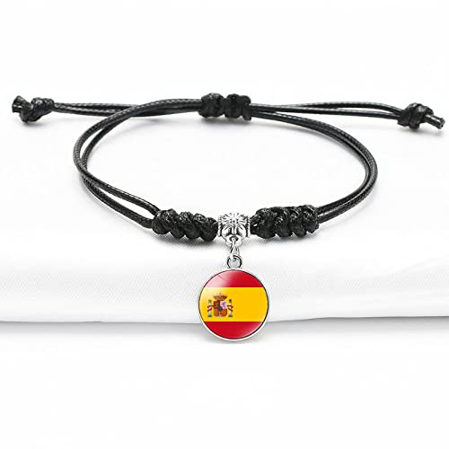 3 Stücke Spanische Flagge Geflochtenes Armband, Mehrfarbiges Einfaches Handgewebtes Flaggenarmband Verstellbares Spanisches Flaggenarmband Schmuckgeschenk Für Männer Frauen Kinder,Schwarz,28Cm