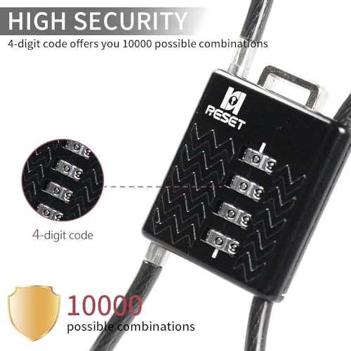 RESET-STS 4 Digit Combination Lightweight Security 40cm Cable Lock, Ideal for Bike Helmet, Scooter, Gate, Shed, Suitcase - Image 3