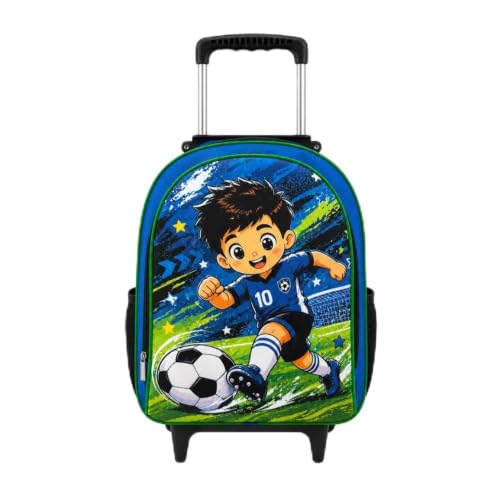 Mochila Escolar Infantil Menino Futebol Bolsa de Rodinhas Resistente