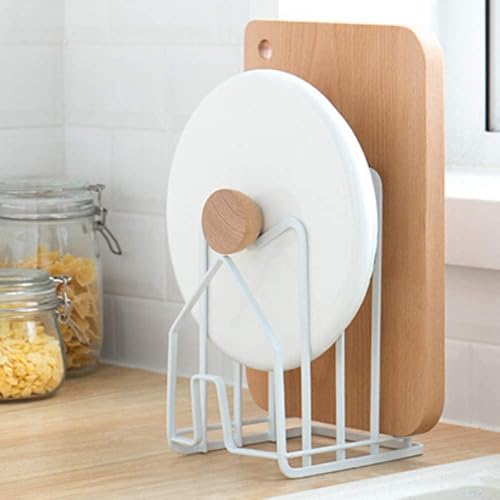 Image of Countertop Dish Rack & Plate Stand - 4-Compartment Iron Dish Drying Rack, Space-Saving White Kitchen Organizer (6 x 9 x 9.25 Inches)