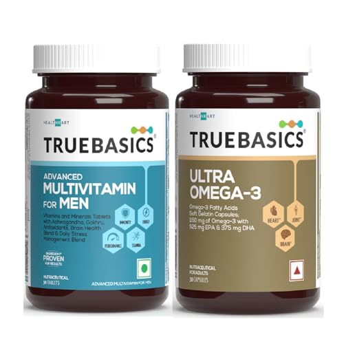 Image of TrueBasics Advanced Multivitamin For Men (30 Tablets) & Ultra Omega 3 Fish Oil (30 Capsules) | Combo Pack