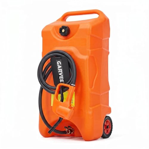 PeacefulHues Upgraded 16 Gallon Gas Tank, Heavy-Duty Fuel Can with Manual Transfer Pump & 10FT Hose, Portable Gas Can with Casters, Leak-Proof Gas Container for Lawn Mowers, Tractor, Boat, Snow Blow
