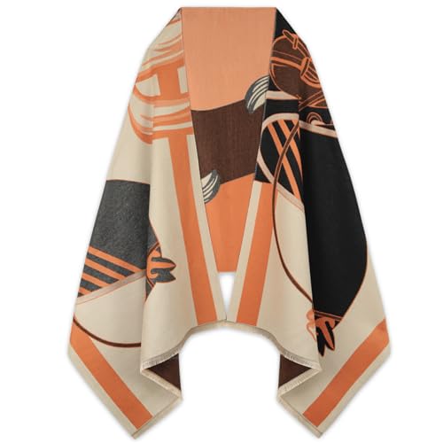 EXTREE Scarfs for Women Pashmina Silky Shawl Wrap for Evening Dressing Blanket Open Front Poncho Cape Aal-yellow