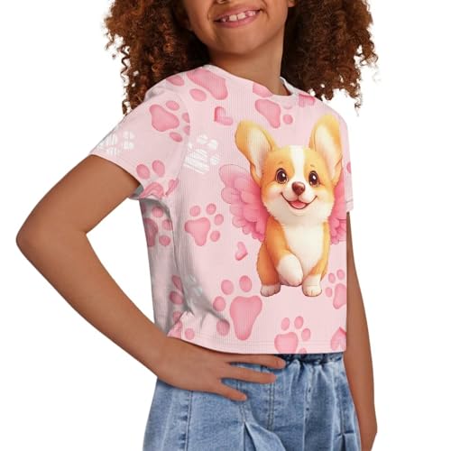 Girls Trendy Tee Shirts Casual Short Sleeve Crop Top Summer Pullover Top 5-14 Years Old4