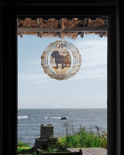 Wind Spinners Pitbull Dog Stainless Steel Spinner For Yard And Garden Home Wood Grain Wind Sculptures 10 Inch 3D Crafts Ornaments Hanging Wind Spinner For Outdoor & Indoor Decorations #TOP3