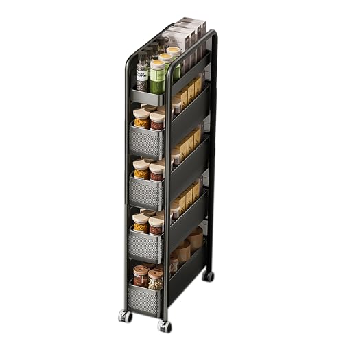 Cupboard Gadgets wąski wózek do przechowywania w łazience i kuchni – oszczędzający miejsce organizer z 3-5 poziomami do małych pomieszczeń
