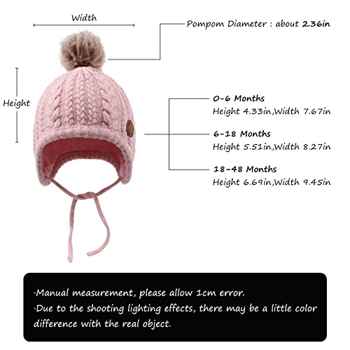 Bamery Christmas Crochet Baby Beanie Earflaps Little Girl Boy Knit Infant Hats Winter Warm Cap Lined Polyester Santa (Pink, M) #TOP5