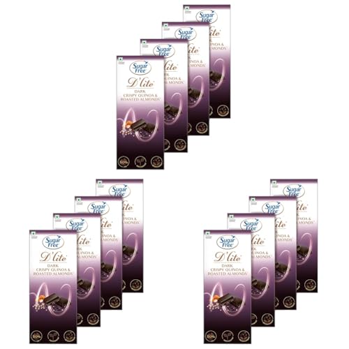 Image of Sugar Free D'lite Quinoa & Almonds Dark Chocolate Bar, 80Gram (Pack Of 12)