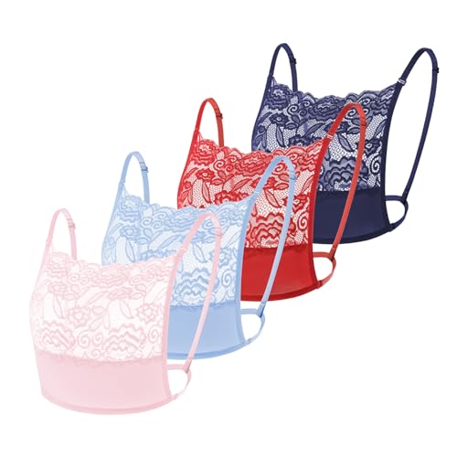 4Pcs Lady Lace Wearable Mock Camisole Bra Insert Overlay Modesty Panel Vest.